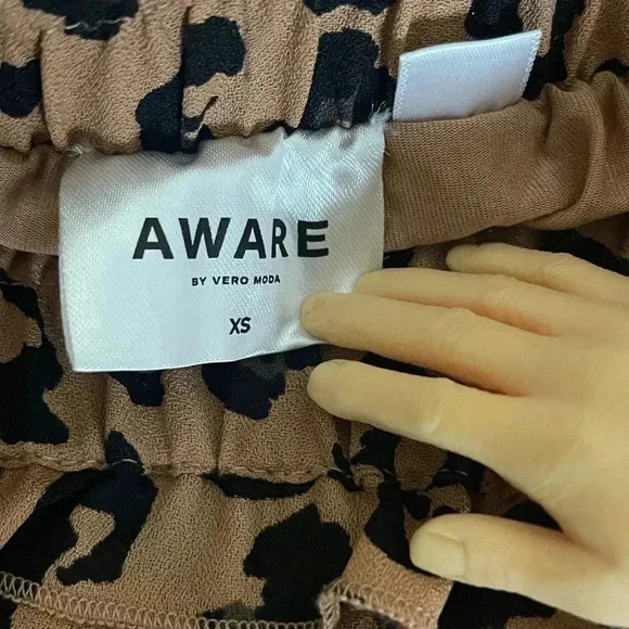 Vero Moda AWARE Leopard Animal Print High Low Brown Midi Skirt XS - Picture 7 of 9